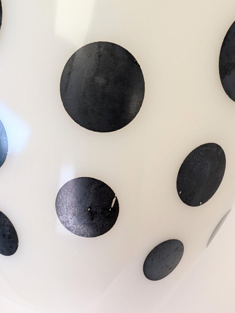 Rare 1950s 9.5" Fire King Black Polka Dot Milk Glass Mixing Bowl