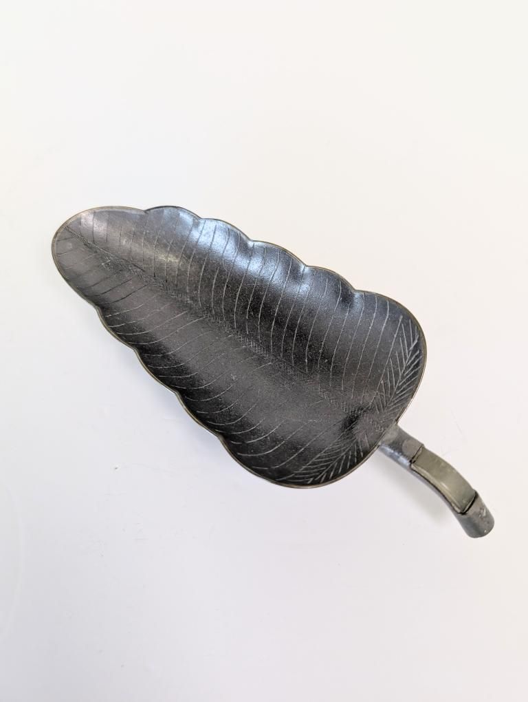 Antique Chinese Pewter Leaf Dish & Carved Wood Horse