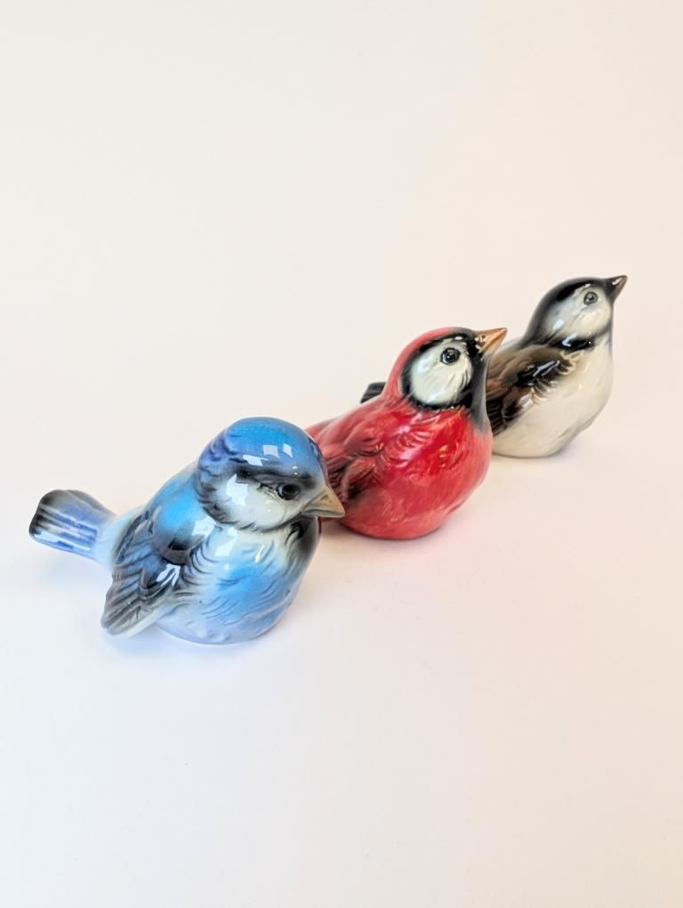 Vintage Goebel 1962 Porcelain Birds Made in Germany 3pc