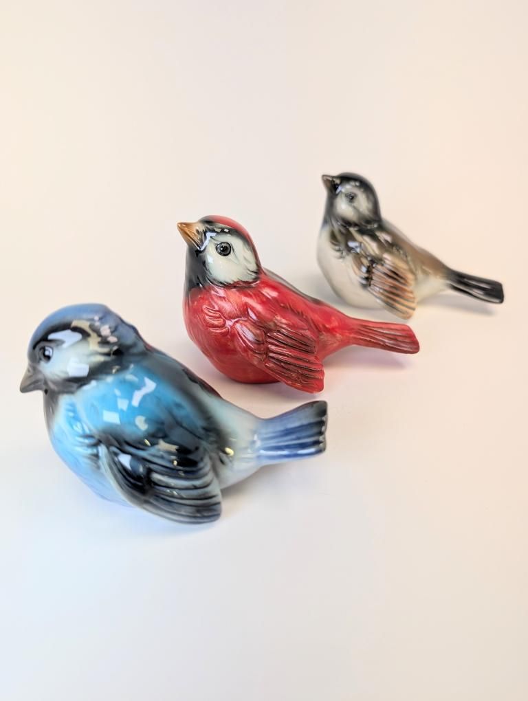 Vintage Goebel 1962 Porcelain Birds Made in Germany 3pc