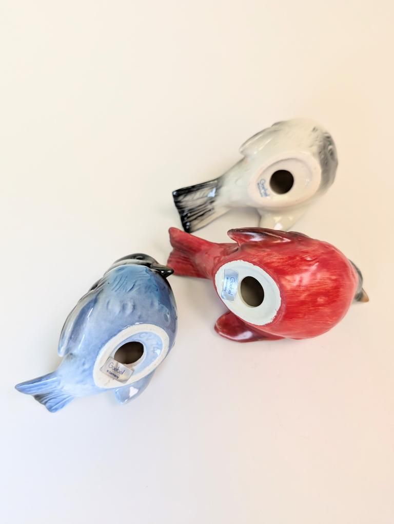 Vintage Goebel 1962 Porcelain Birds Made in Germany 3pc