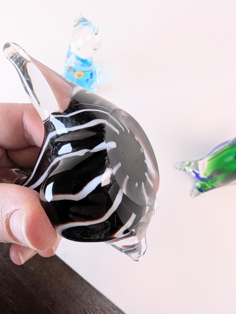 Trio of Blown Glass Cat Paperweight
