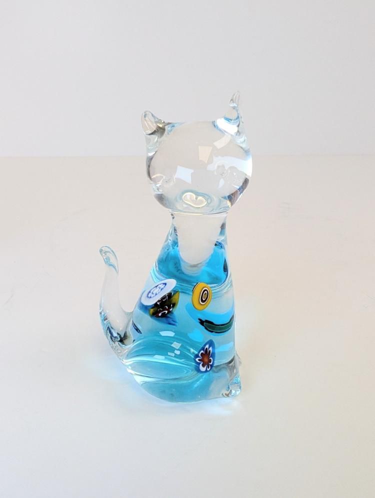 Trio of Blown Glass Cat Paperweight