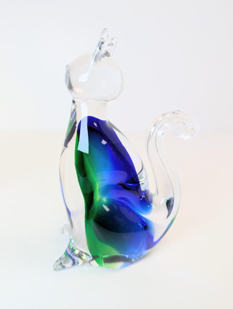 Trio of Blown Glass Cat Paperweight