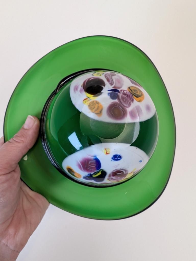 Beautiful Cased Blown Art Glass Bowl