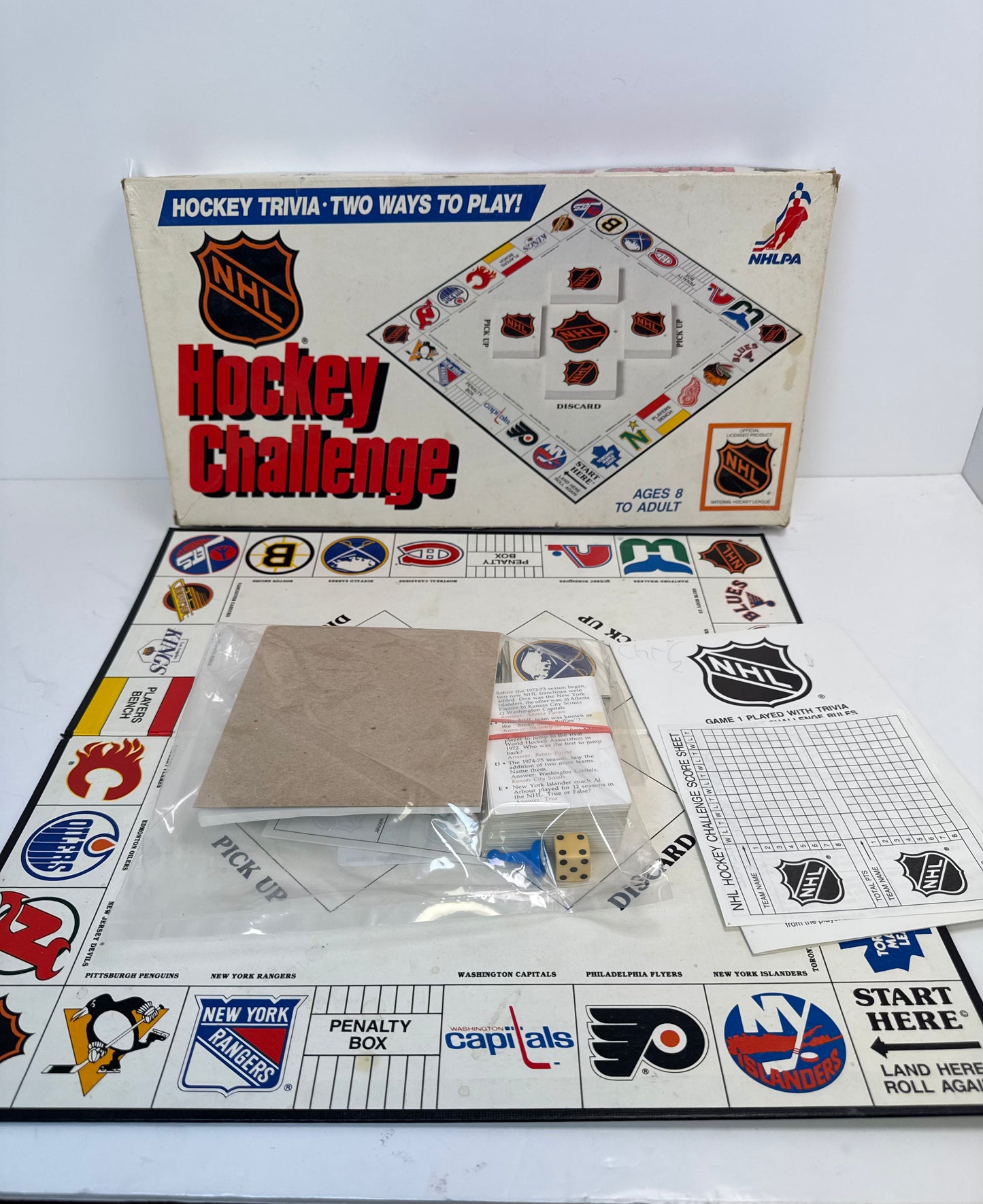 Vintage 1986 Infinity Games NHL Hockey Challenge Hockey Trivia Board Game in Box Complete