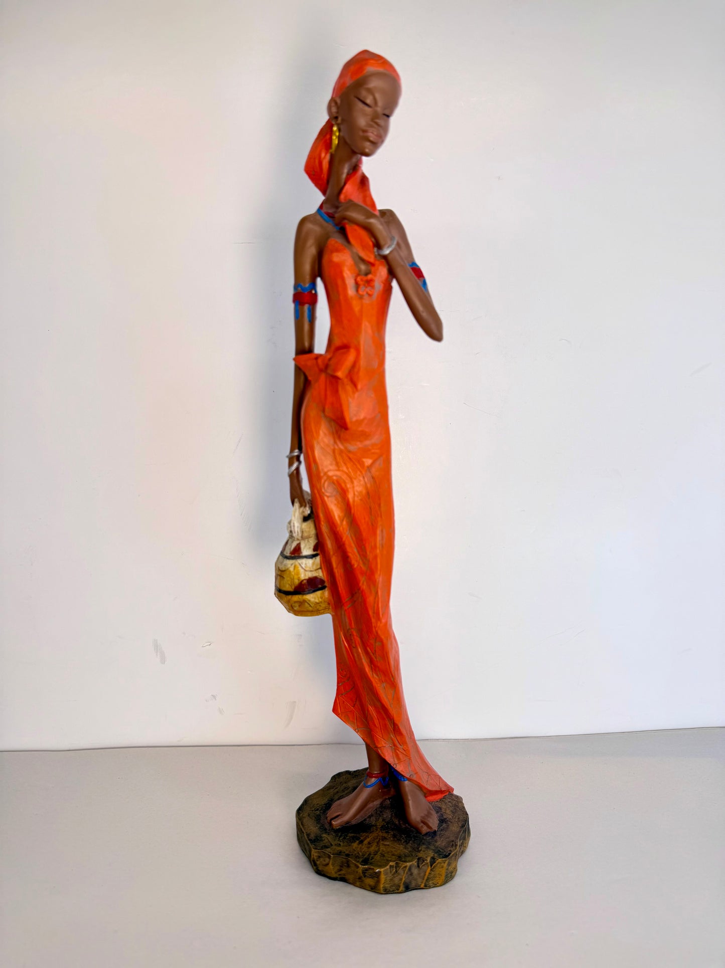 Tall African Lady Resin Figurine.