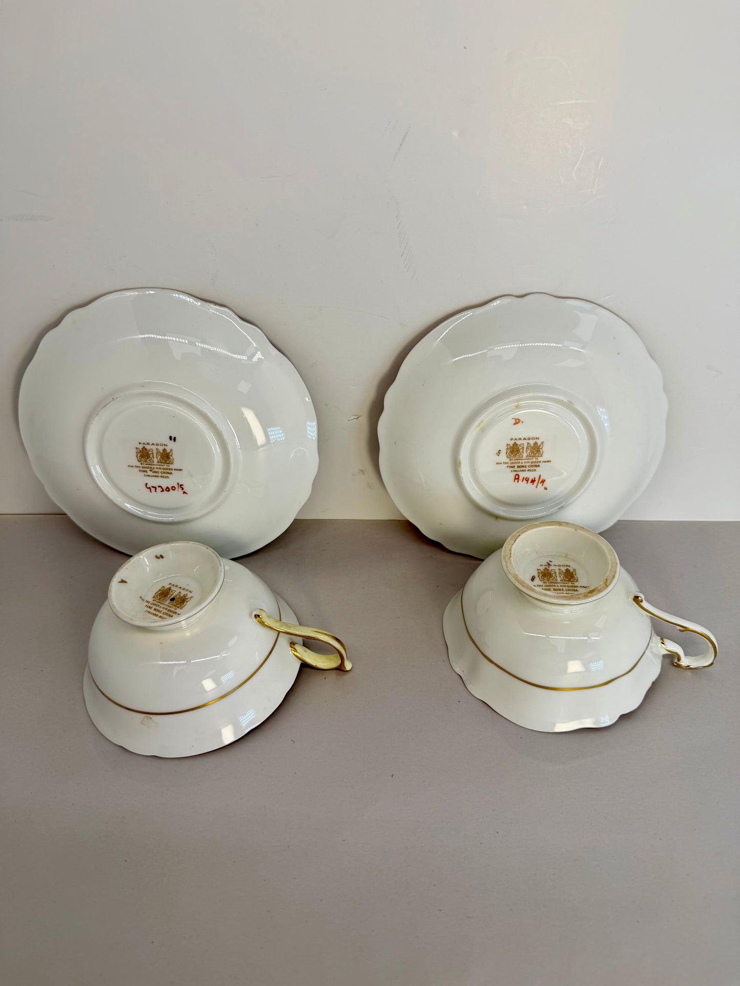 Double warrant Paragon Tea Cups and Saucers