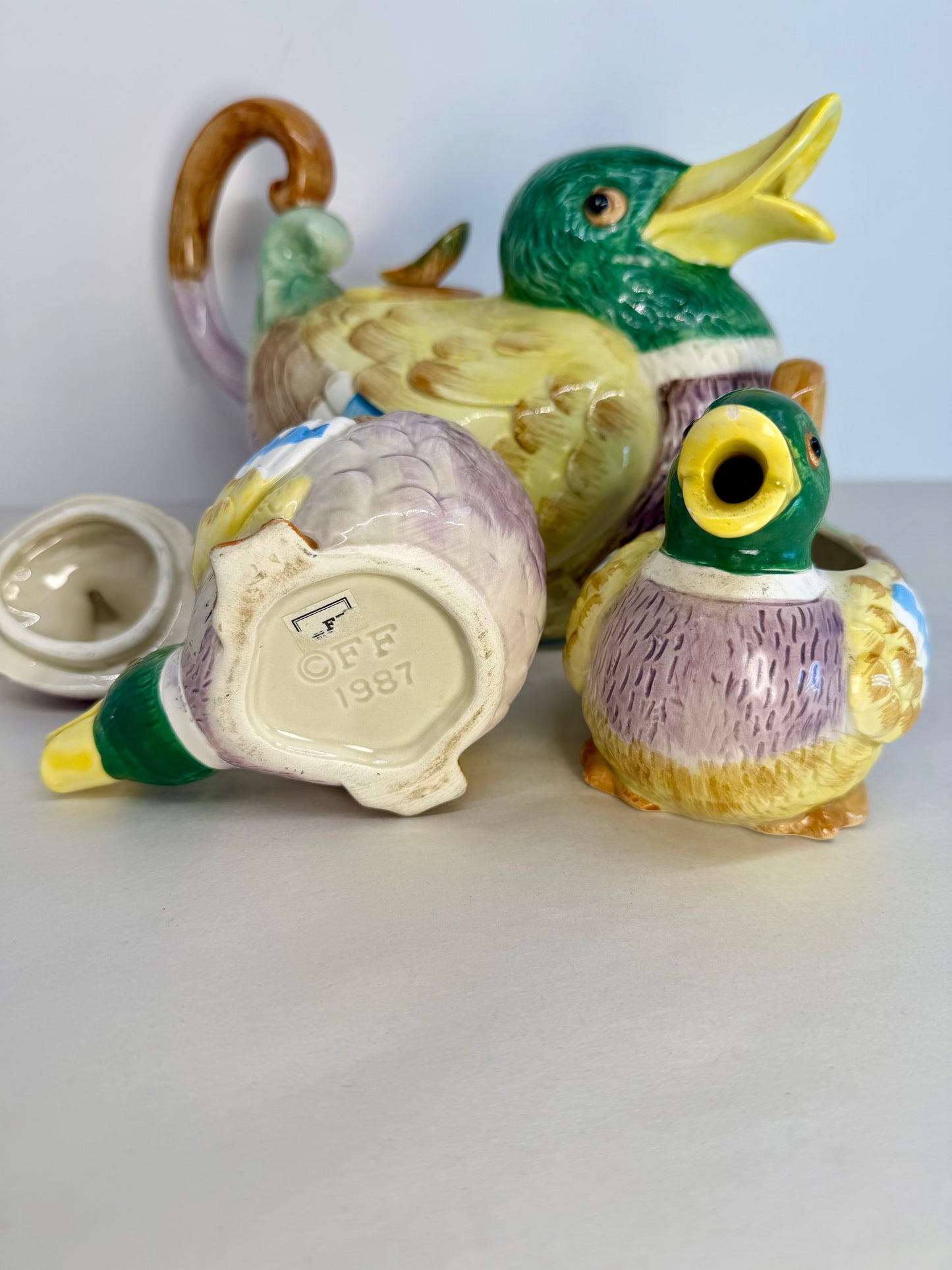 Fitz and Floyd 1986 Hand Painted Mallard Duck Teapot