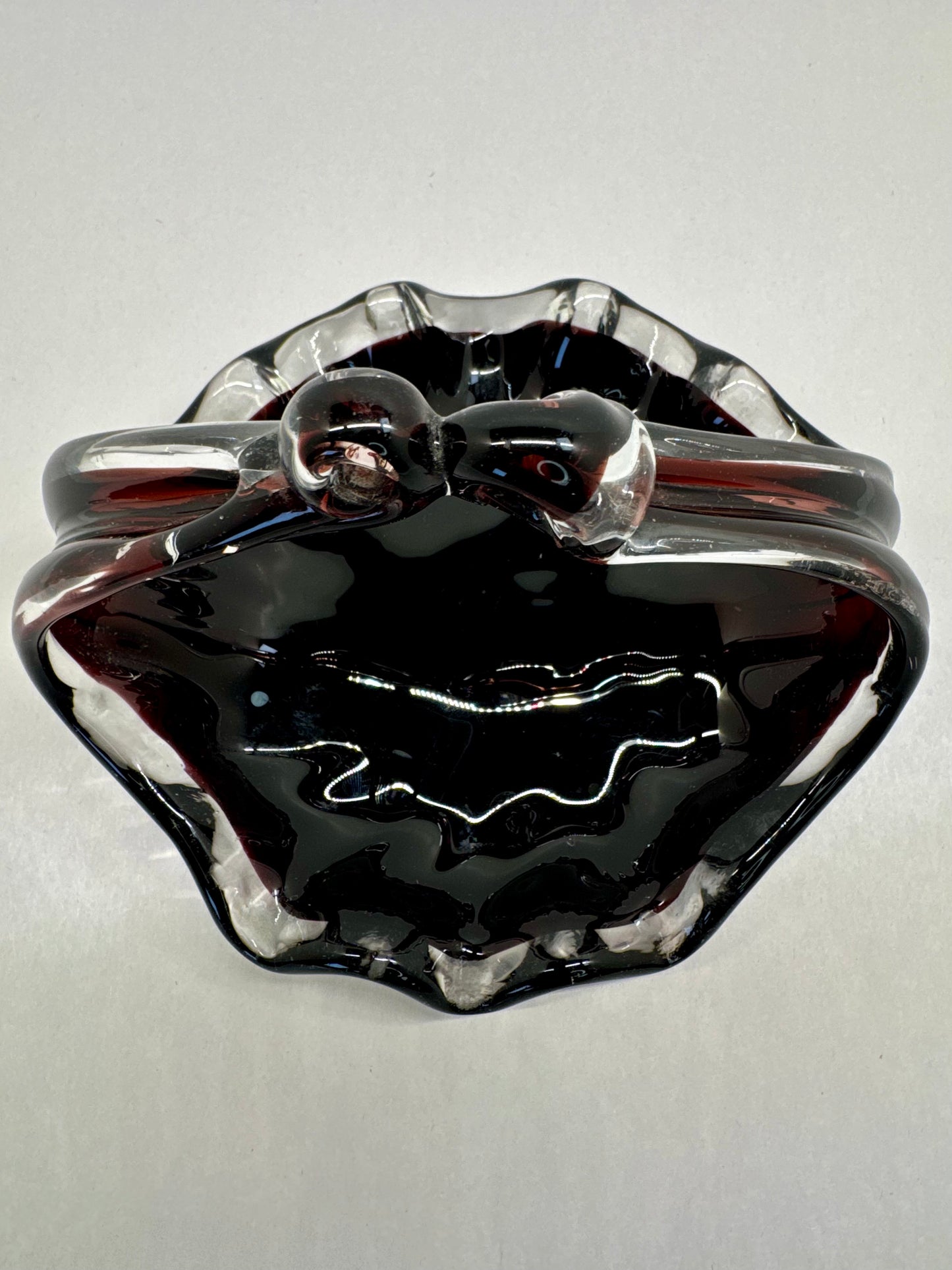 Art Glass handled basket Murano style