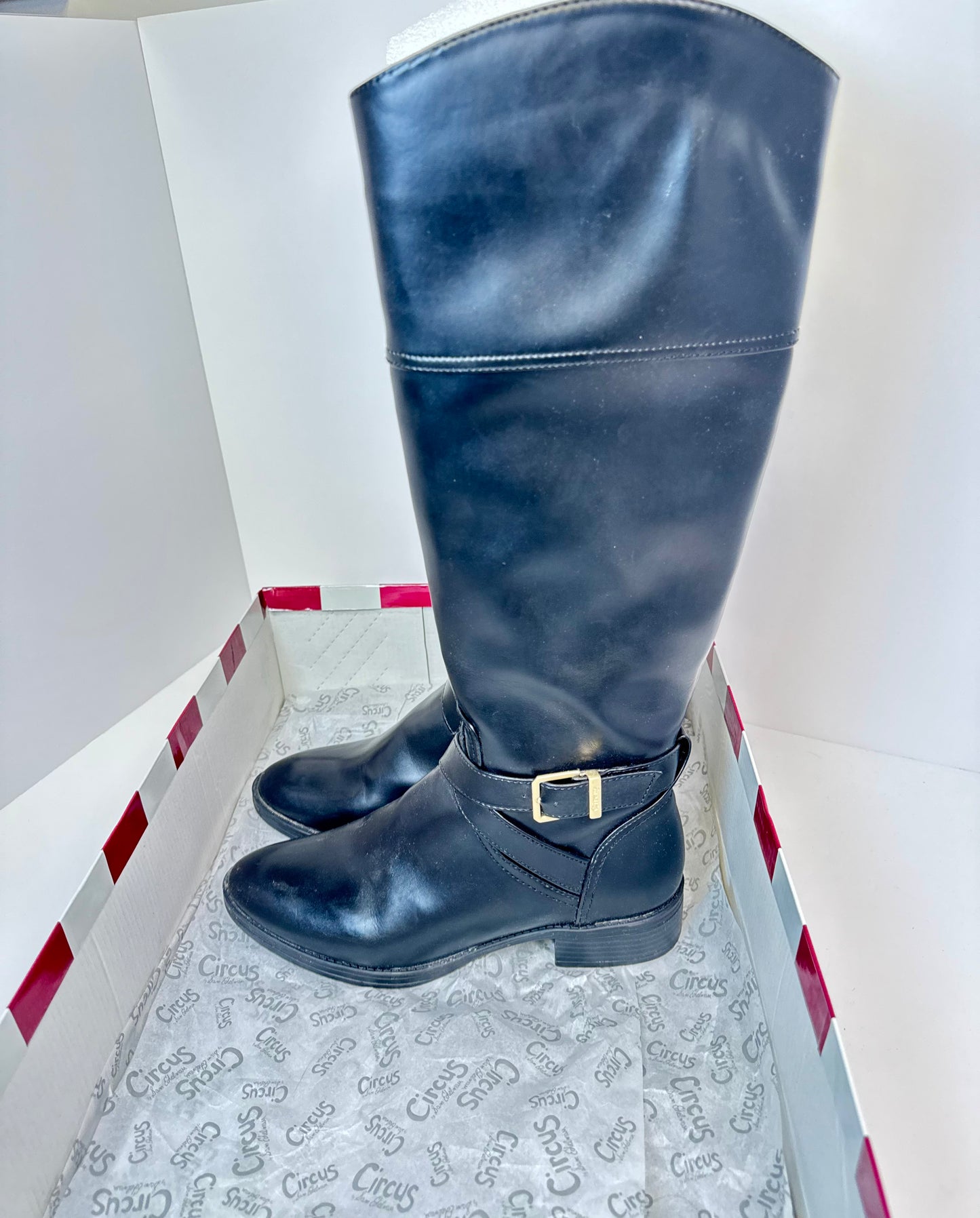 Circus Sam Edelman Women's Parker Riding Boots Black Faux Leather Size 8.5