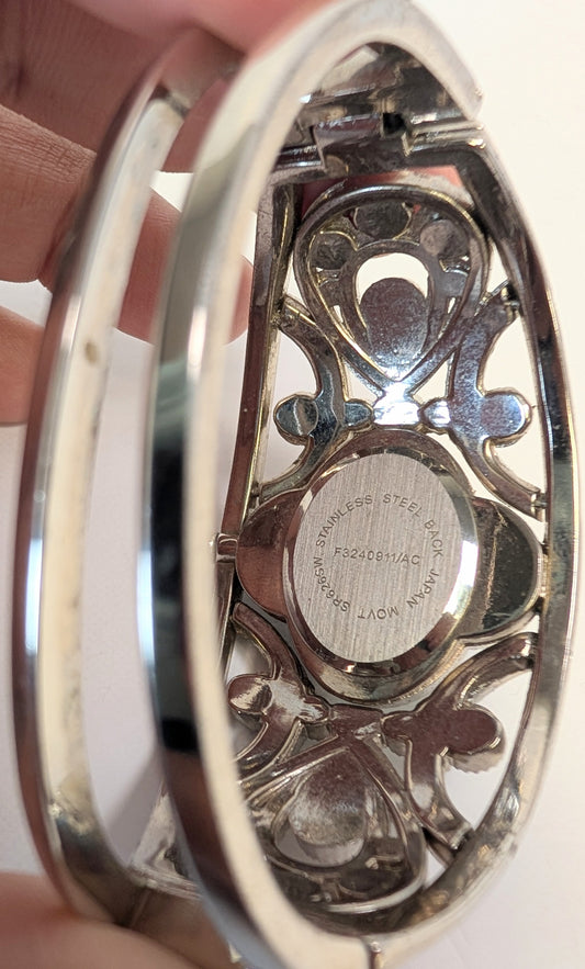 Black crystal silver women's watch.