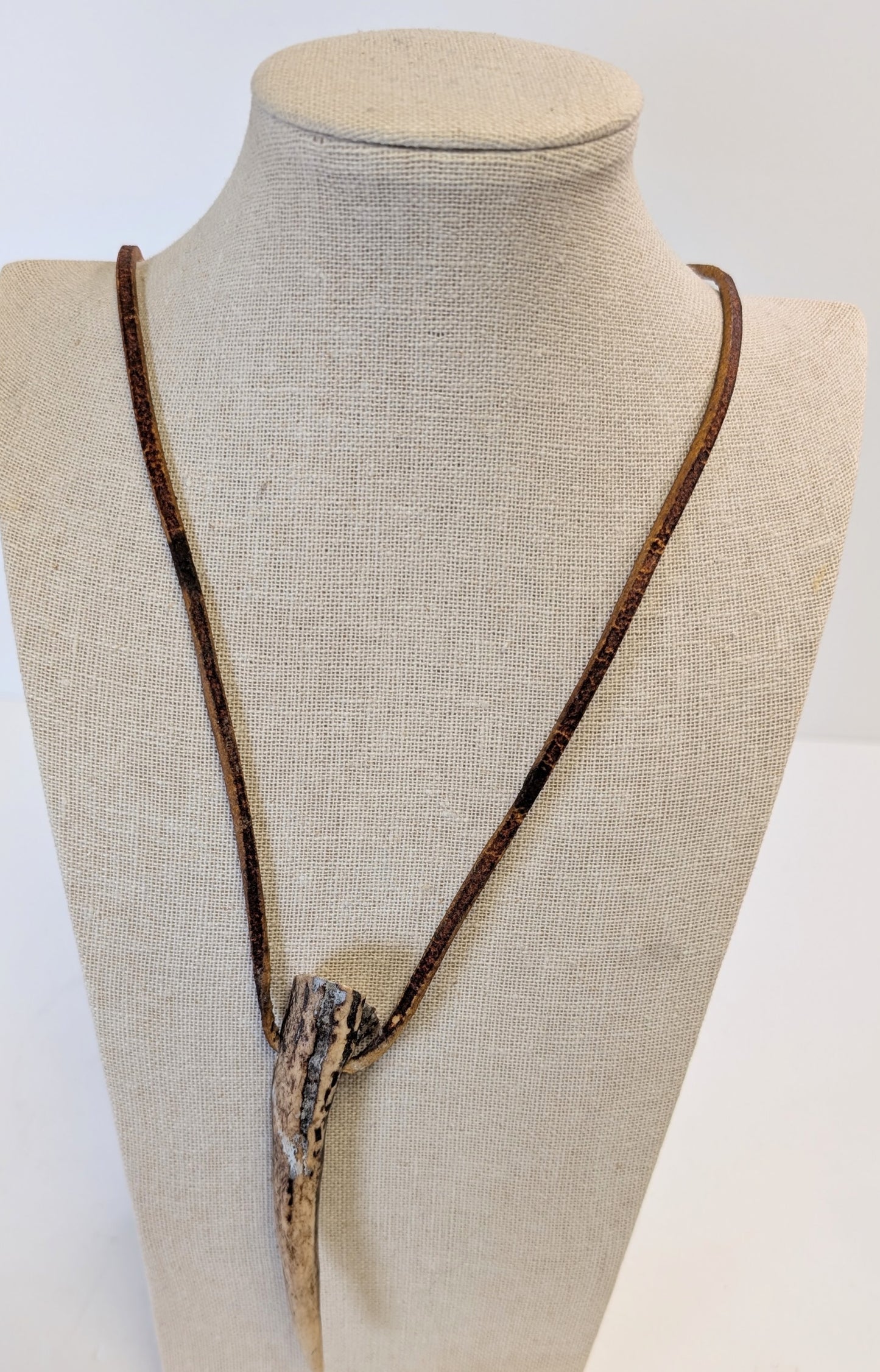 19th century Inuit Ivory pipe, antique antler necklace