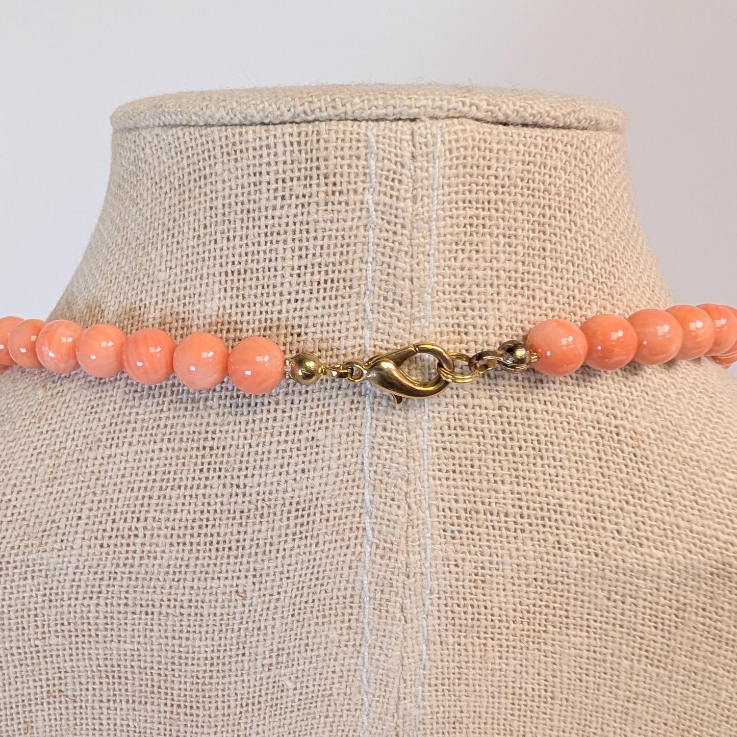 14 k a pink Rose Gold Undyed Coral Necklace and Earrings Set