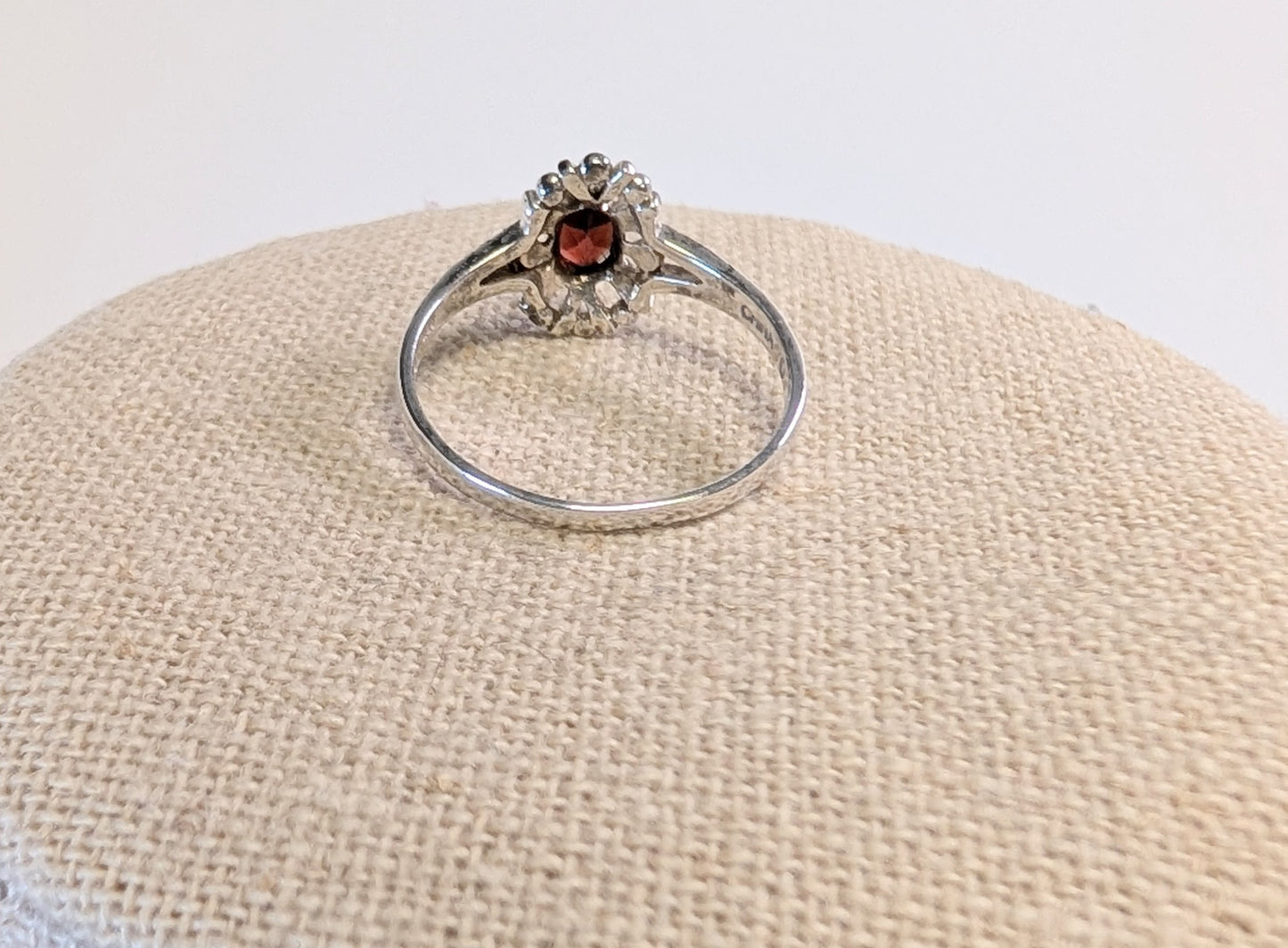 Vintage silver women's ring with red gem