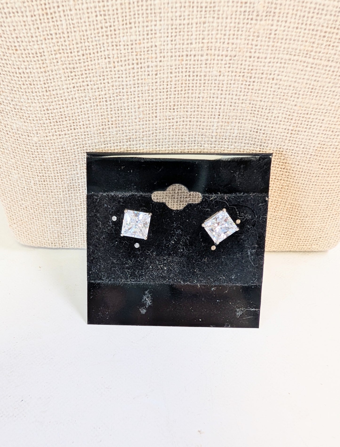 Silver pair rhinestone earrings