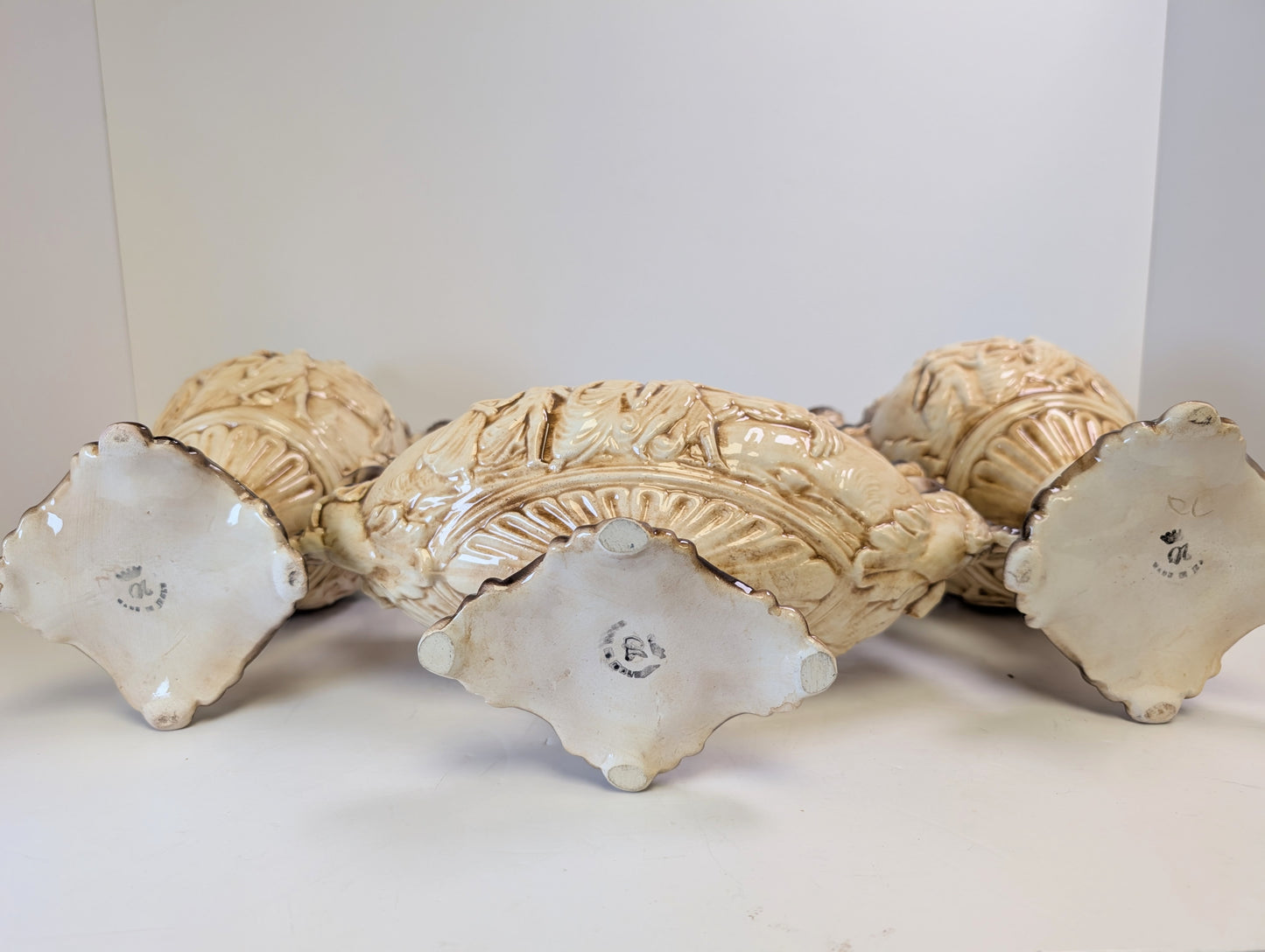 Antique compidimonte porcelain 3 piece set
