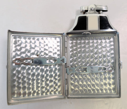 1933 Ronson Master Case enamel silver toned cigarette case and lighter