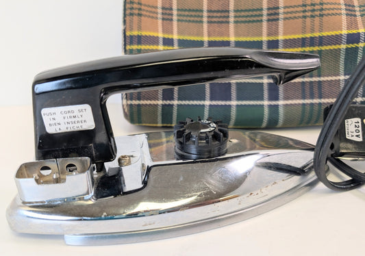 Vintage iron with cord and bag