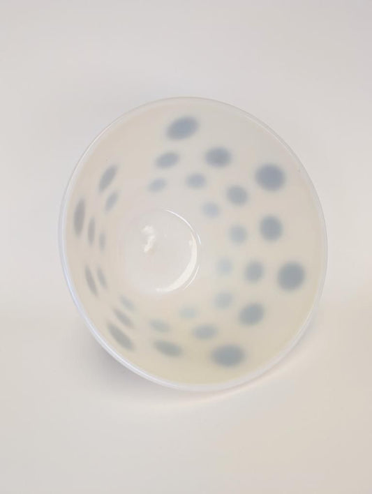 Rare 1950s 9.5" Fire King Black Polka Dot Milk Glass Mixing Bowl