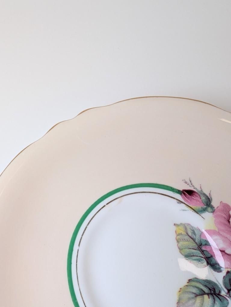 Two Rare Peachy-Pink Double Warrant Pink Cabbage Rose Paragon Tea Cups with Saucers