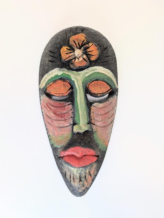Haitian Folk-Art Mask signed by Artist Roger Francois