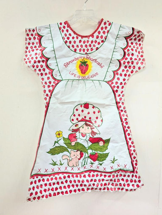 1980s Ben Cooper Strawberry Short Cake Halloween Costume Vinyl Gown