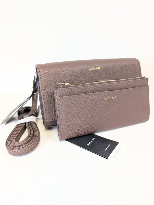 Matt & Nat Emi + Motiv - Purity Wallet + Crossbody Purse in Chocolate