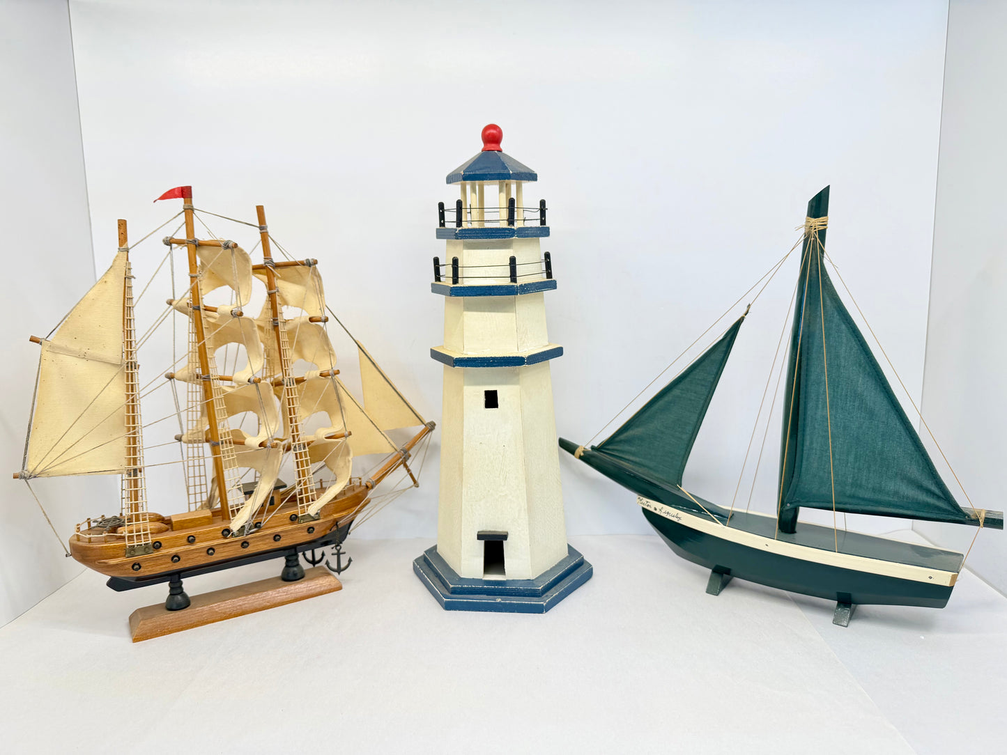 Wooden Lighthouse with Wooden Confection Ships