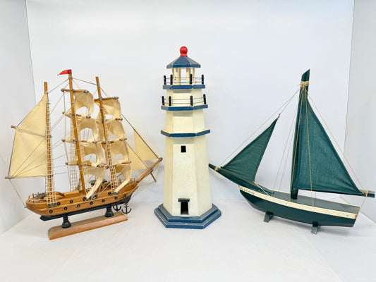 Wooden Lighthouse with Wooden Confection Ships