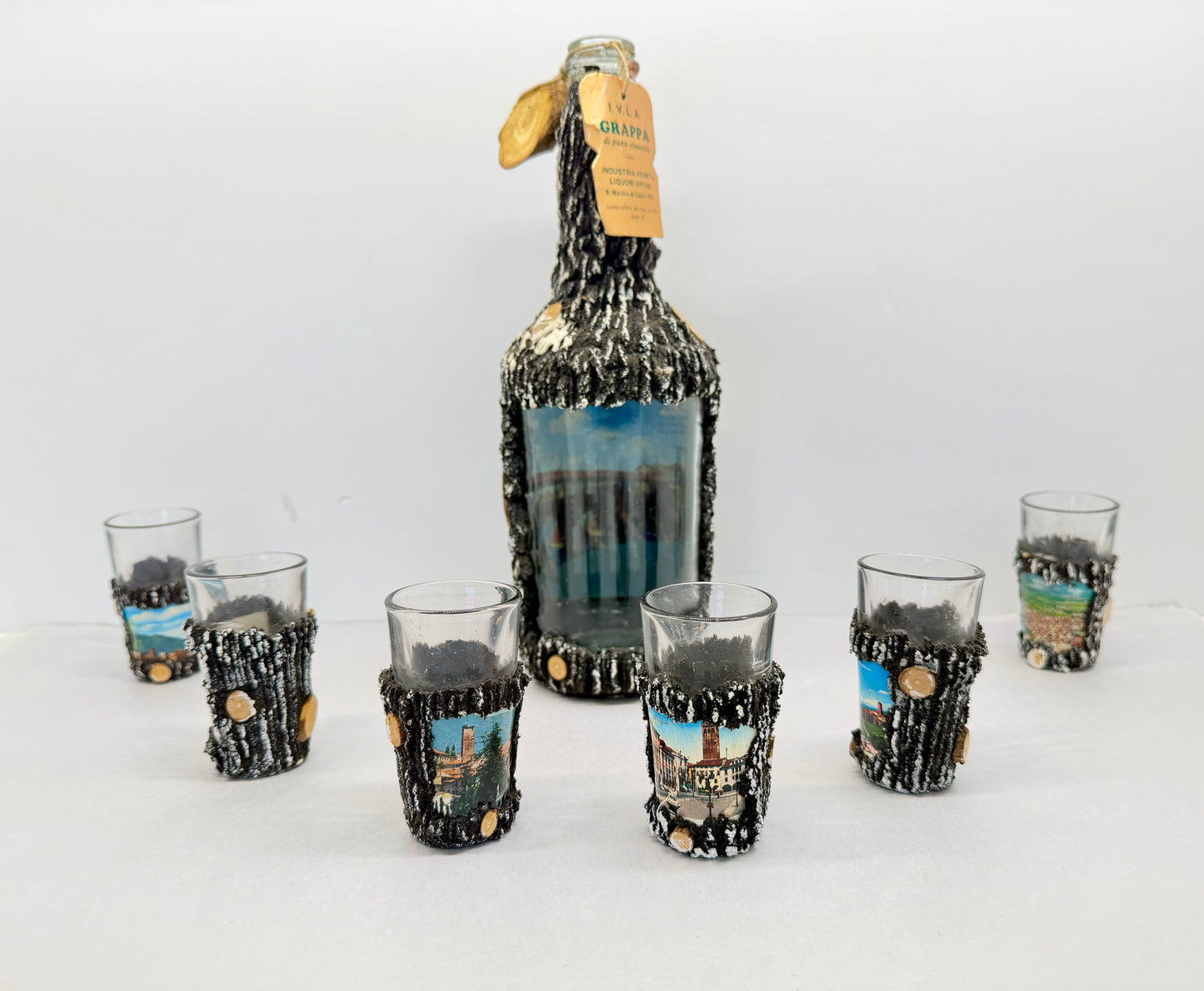 Arcoroc Italian Decanter & Glass Set Tree Bark