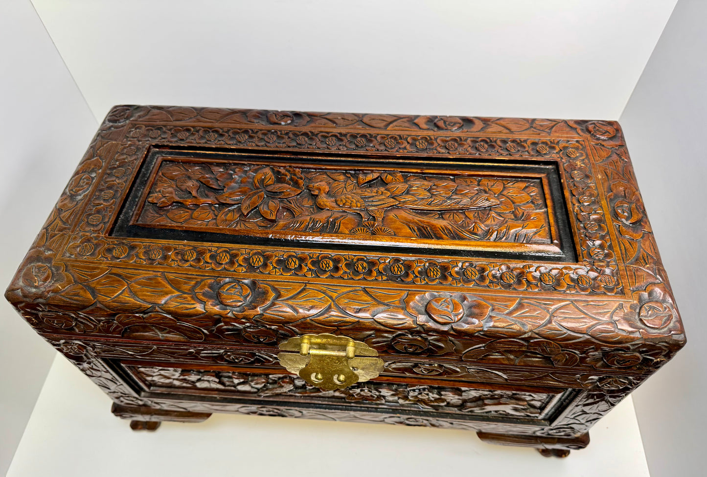 Oriental Carved Wood Chest