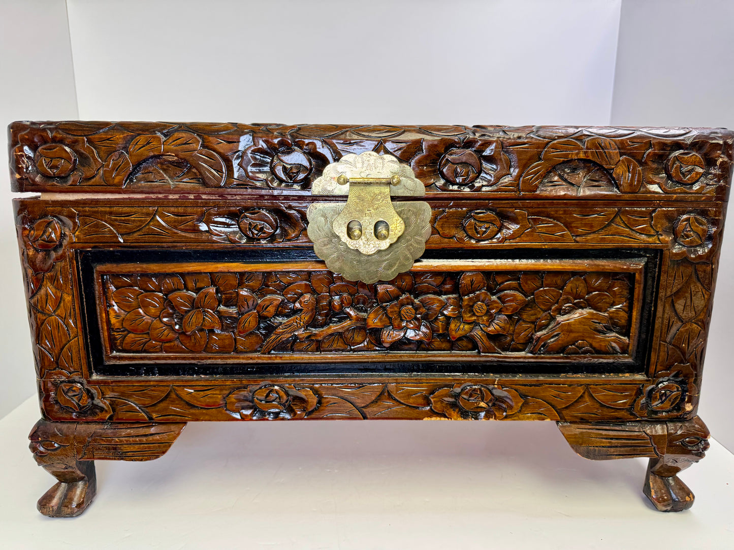 Oriental Carved Wood Chest