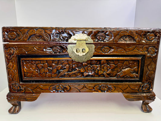 Oriental Carved Wood Chest