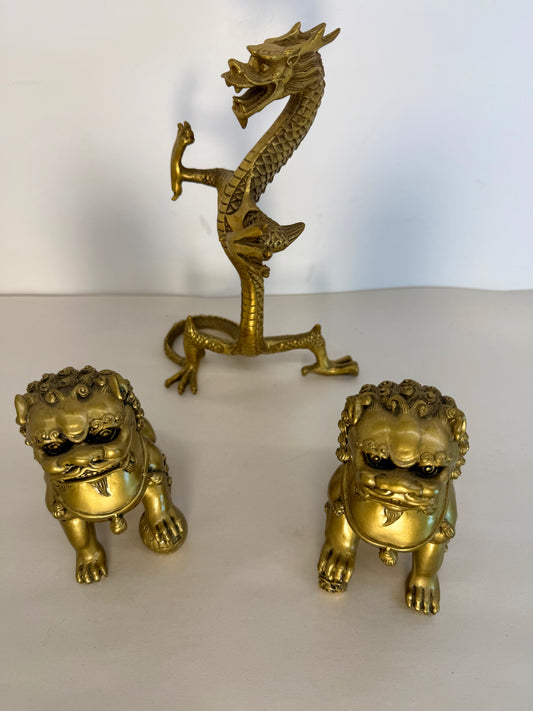 Dragon Statue with dog lions statue