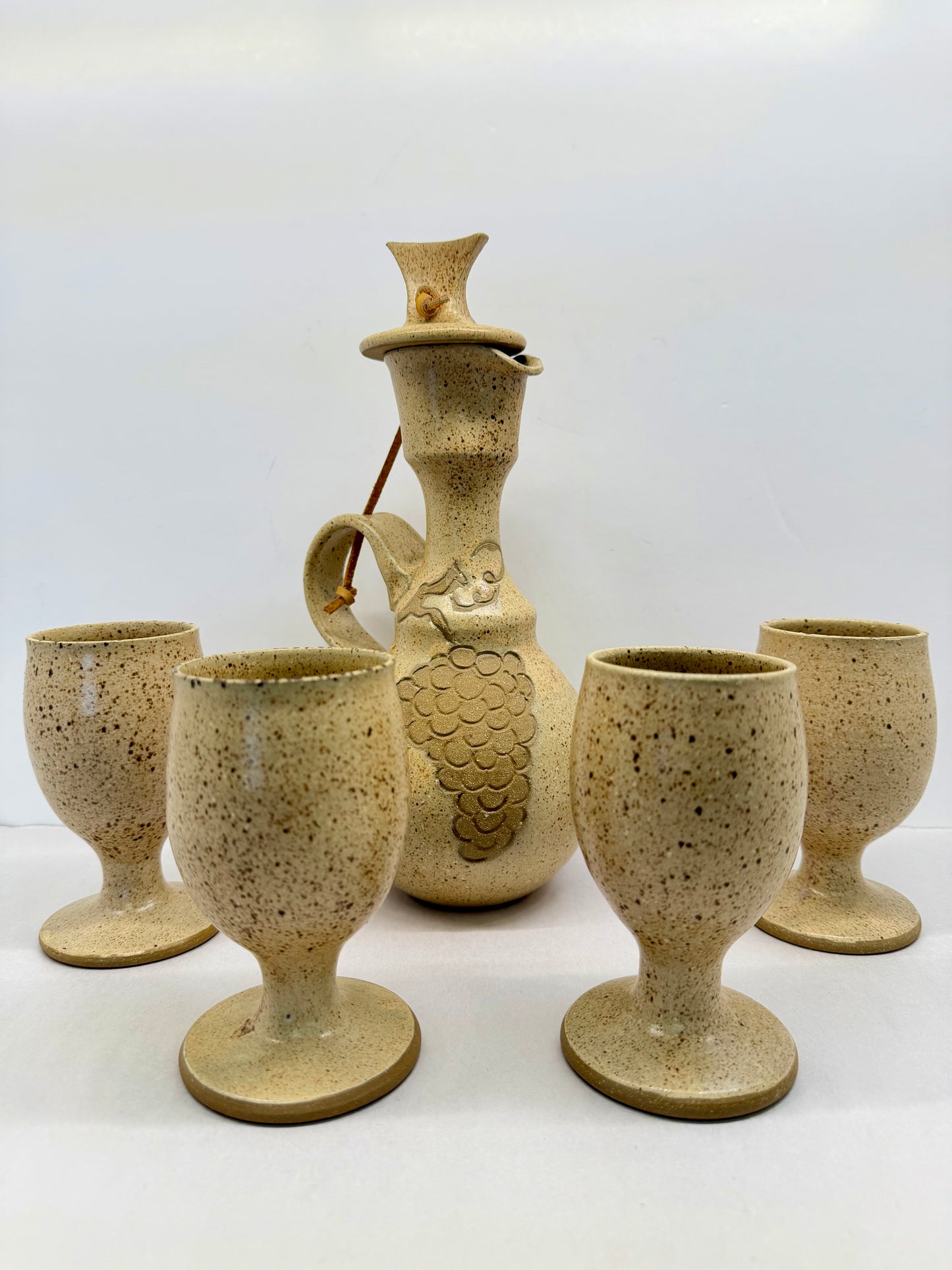 Studio Pottery Pitcher Goblet Set