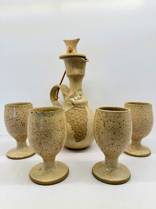 Studio Pottery Pitcher Goblet Set