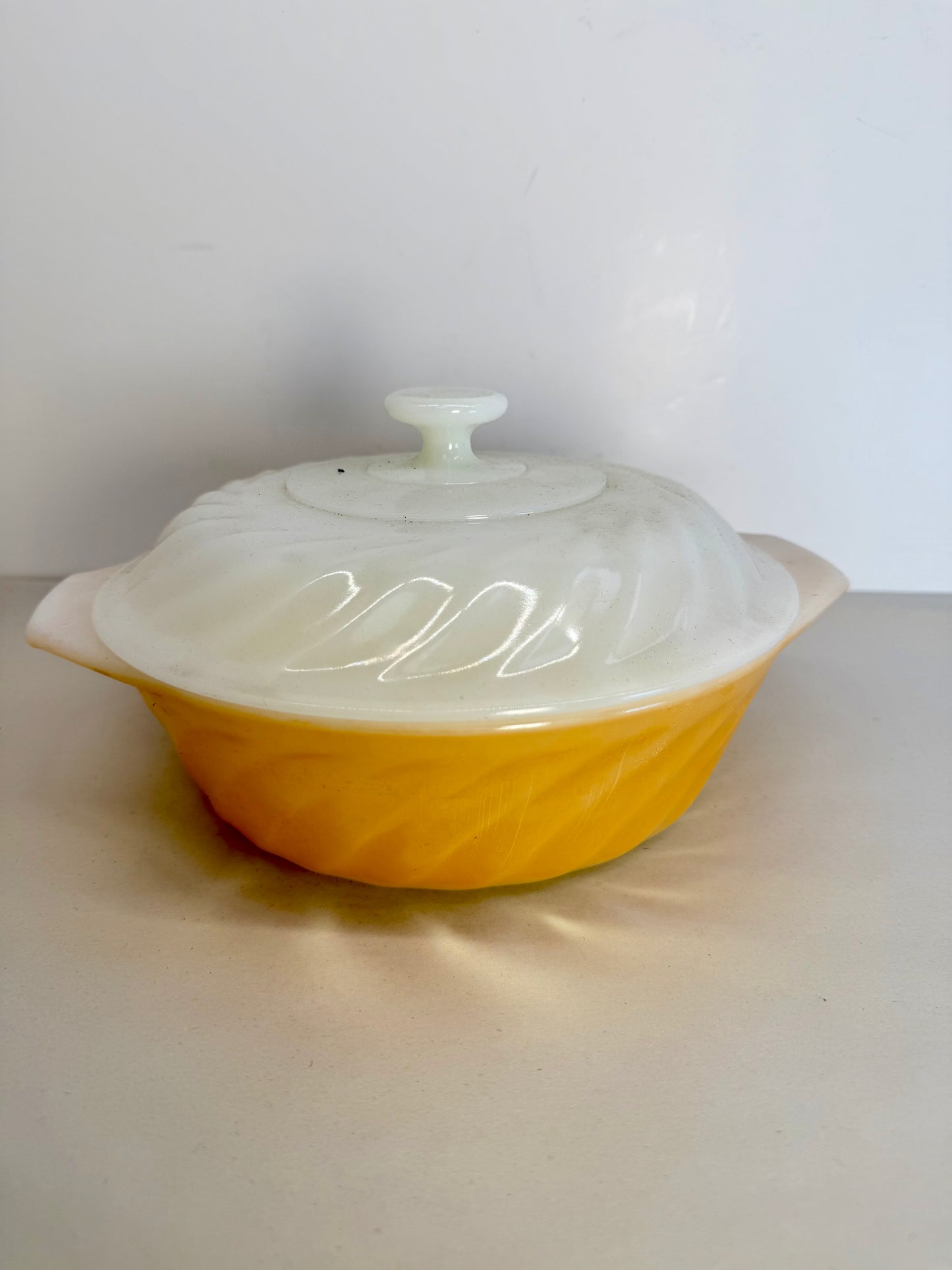 Peach Luster Casserole Dish