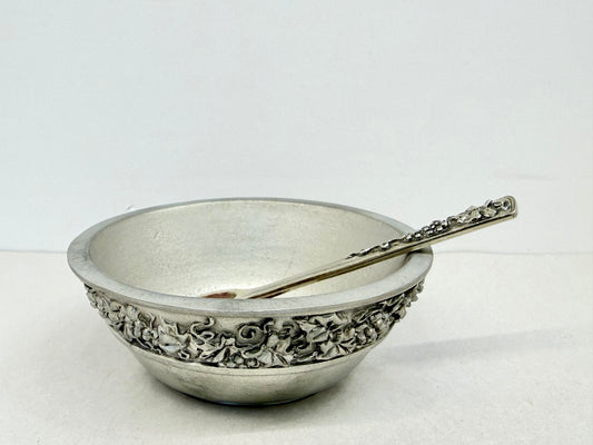 999 silver bowl and spoon set