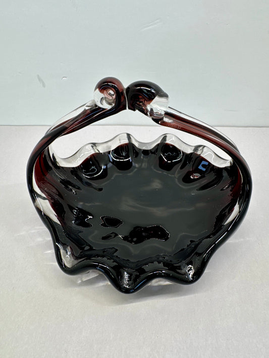 Art Glass handled basket Murano style
