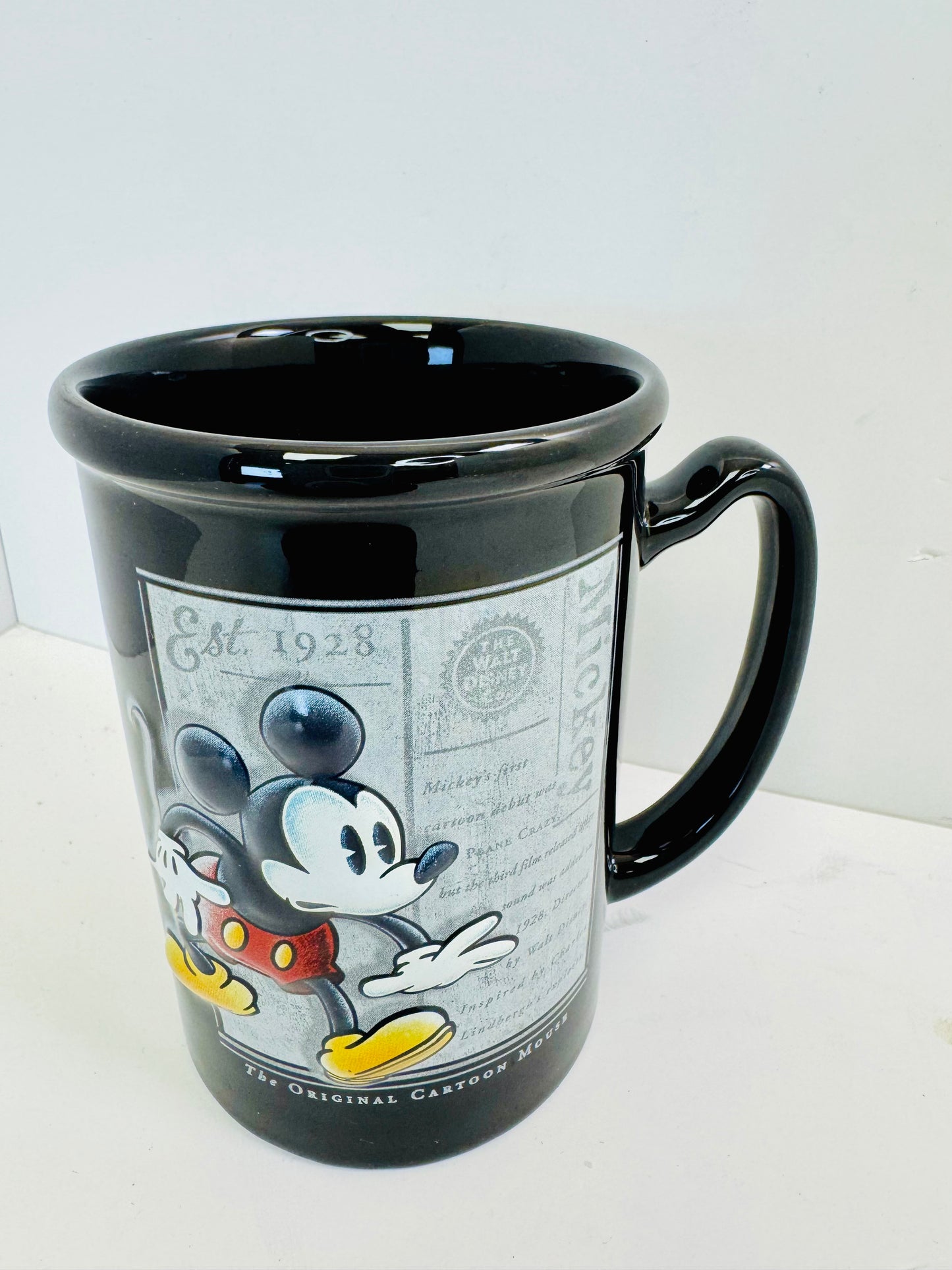 Disney Mickey Mouse The Original Cartoon Mouse 16oz Black Coffee Mug Preowned