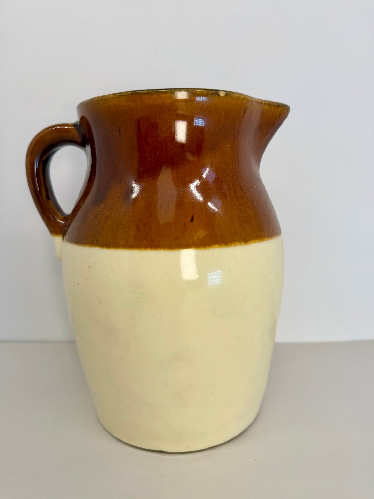 Brown & Cream Stoneware Pitcher