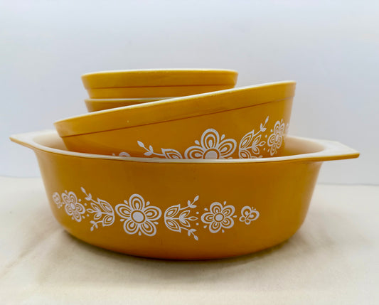 Pyrex Butterfly Gold Nesting Bowls