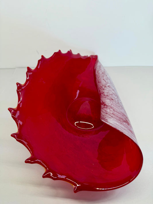 Ruby Red Art Glass Sea Shell Dish, l