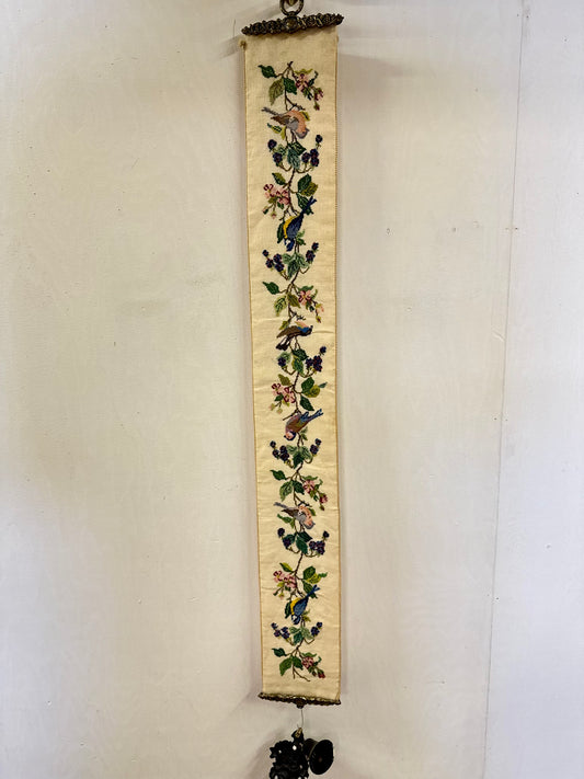 VINTAGE ANTIQUE STYLE FLORAL EMBROIDERED BUTLERS BELL PULL