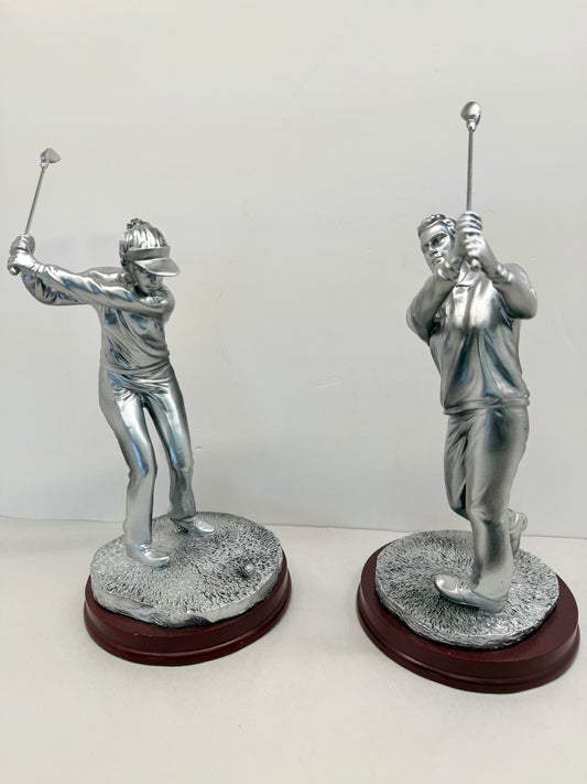 Golf Statues Pair Golfers Figurines
