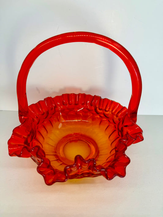 Fenton Amberina Glass Basket