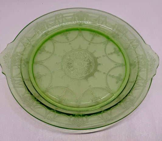 Green Hocking Uranium Glass Plate