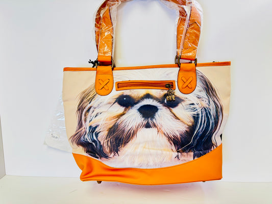 RARE Ardleigh Elliot Shih-Tzu Faithful Friends Dog Tote Handbag Purse