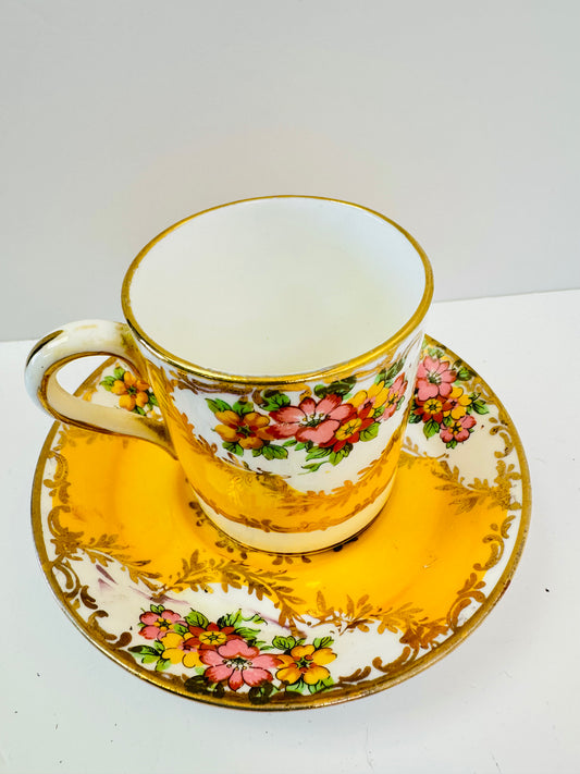 Royal Stafford White and Gold Tea Cup and Saucer, Bone China, Made in England